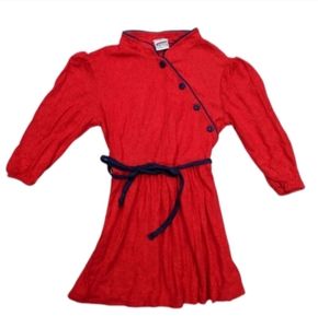 Vintage toddler red terry cloth robe mini dress 6